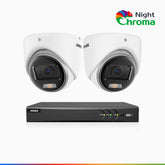 NightChroma<sup>TM</sup>  NAK500 - Updated Version, 3K 8 Channel 2 Cameras TVI Security System, Acme Colour Night Vision, 2960 × 1665 Resolution, f/1.0 Aperture (0.001 Lux), Built-in Microphone, IP67